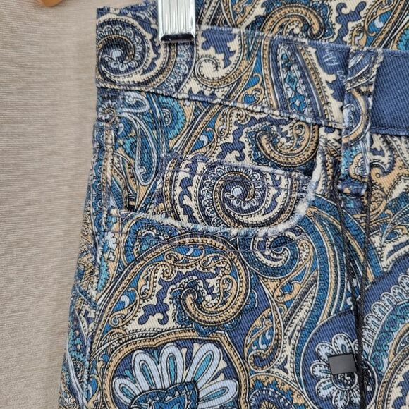 Marella Sport Avorio Navy Trousers Cropped Pants Paisley Pattern Jeans Women's - Picture 4 of 12
